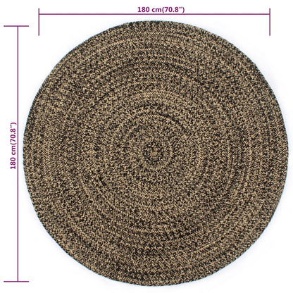 Handmade Rug Jute Black and Brown 180 cm