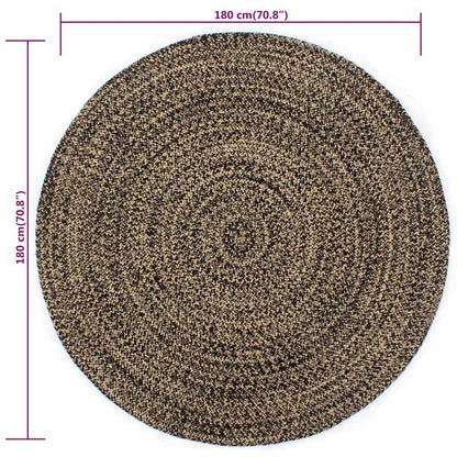 Handmade Rug Jute Black and Brown 180 cm