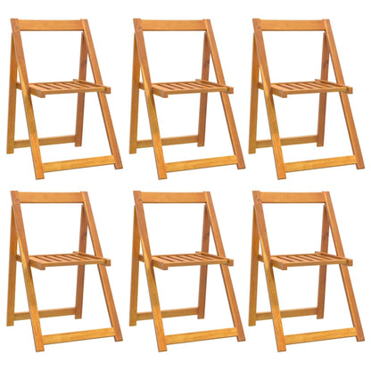 Garden Chair Set of 6 | Brown | Solid Acacia Wood | Medium | Foldable