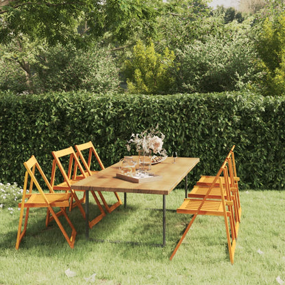 Garden Chair Set of 6 | Brown | Solid Acacia Wood | Medium | Foldable