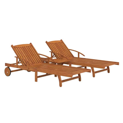 Sunlounger With Table | Wood Grain | Solid Acacia wood | Large | Foldable