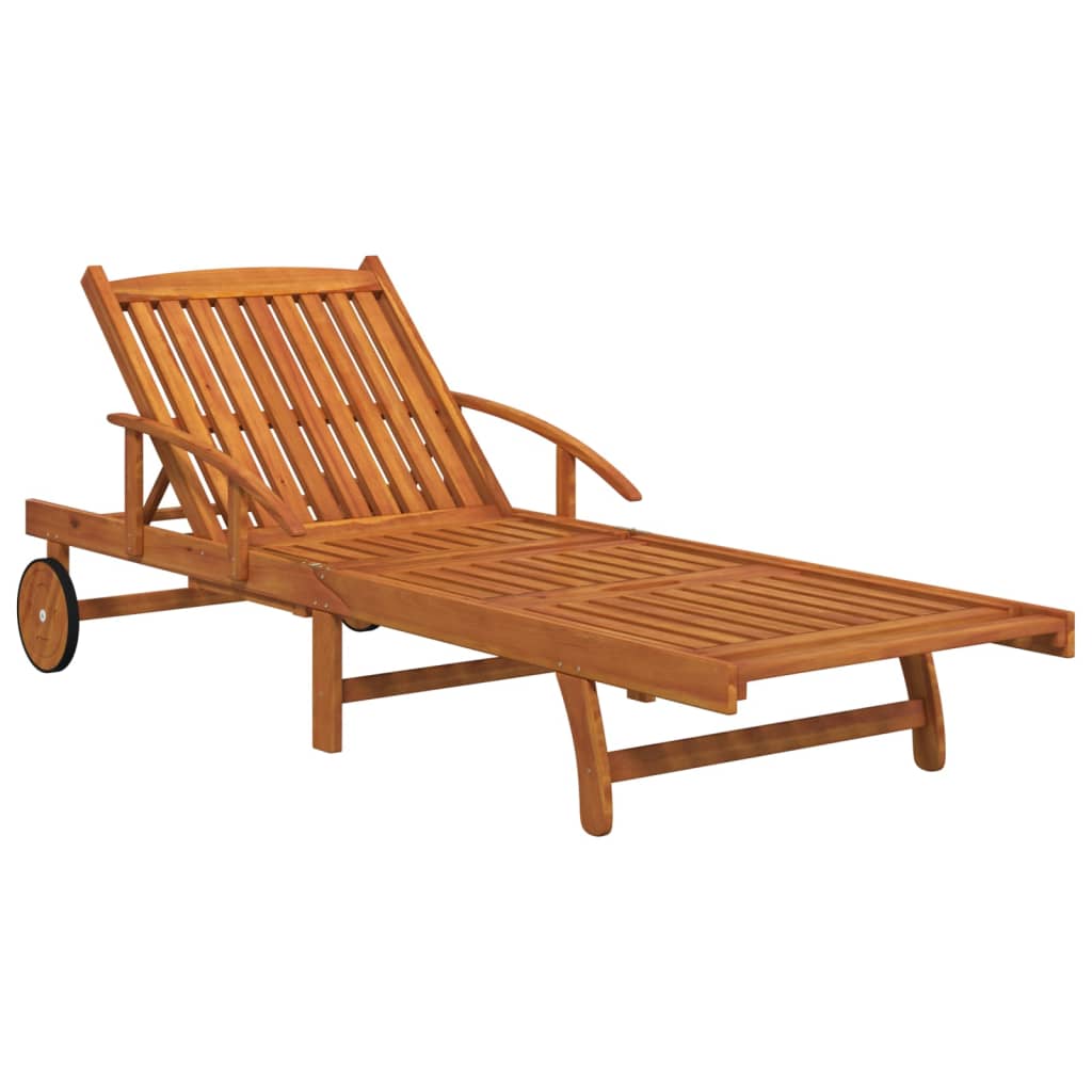 Sunlounger With Table | Wood Grain | Solid Acacia wood | Large | Foldable