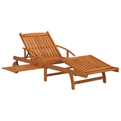 Sunlounger With Table | Wood Grain | Solid Acacia wood | Large | Foldable
