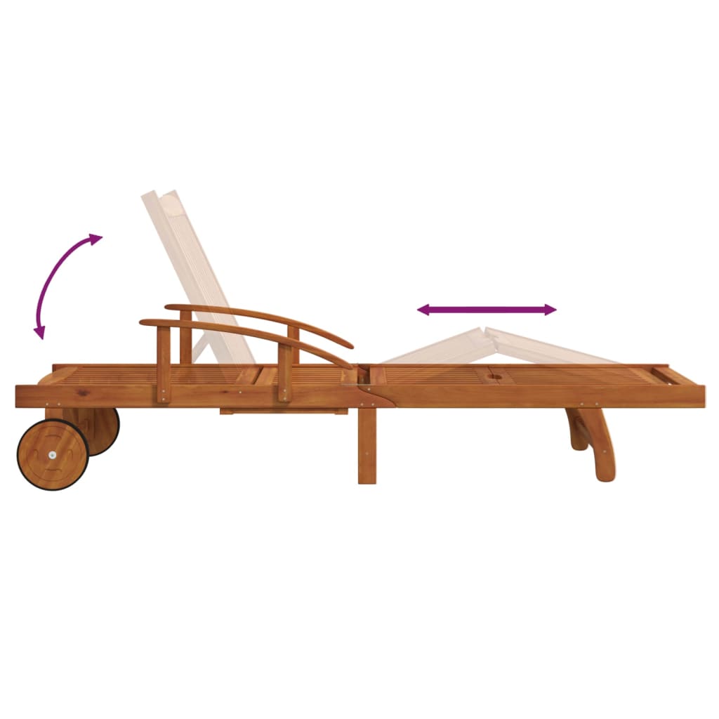 Sunlounger With Table | Wood Grain | Solid Acacia wood | Large | Foldable