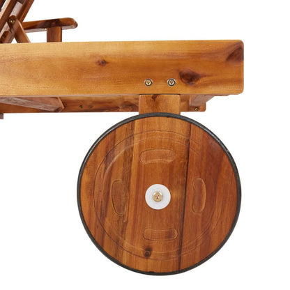 Sunlounger With Table | Wood Grain | Solid Acacia wood | Large | Foldable