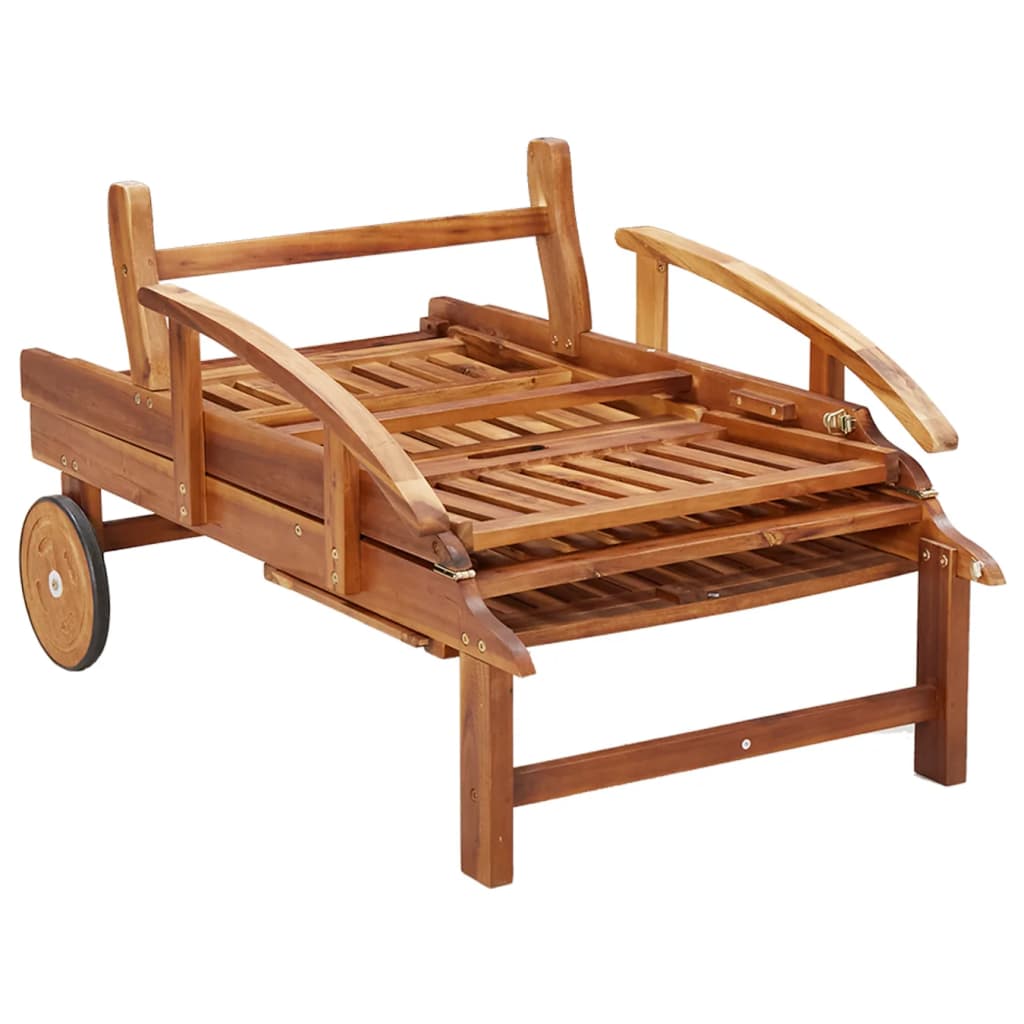 Sunlounger With Table | Wood Grain | Solid Acacia wood | Large | Foldable