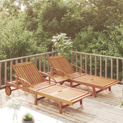 Sunlounger With Table | Wood Grain | Solid Acacia wood | Large | Foldable