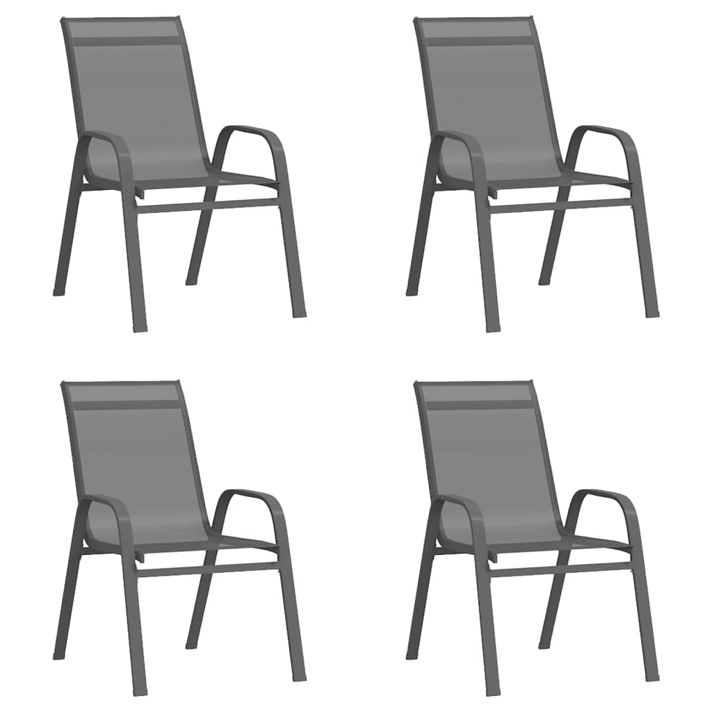 Garden Dining Set | Grey and Black | Powder-coated steel | Large