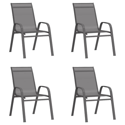 Garden Dining Set | Grey and Black | Powder-coated steel | Large