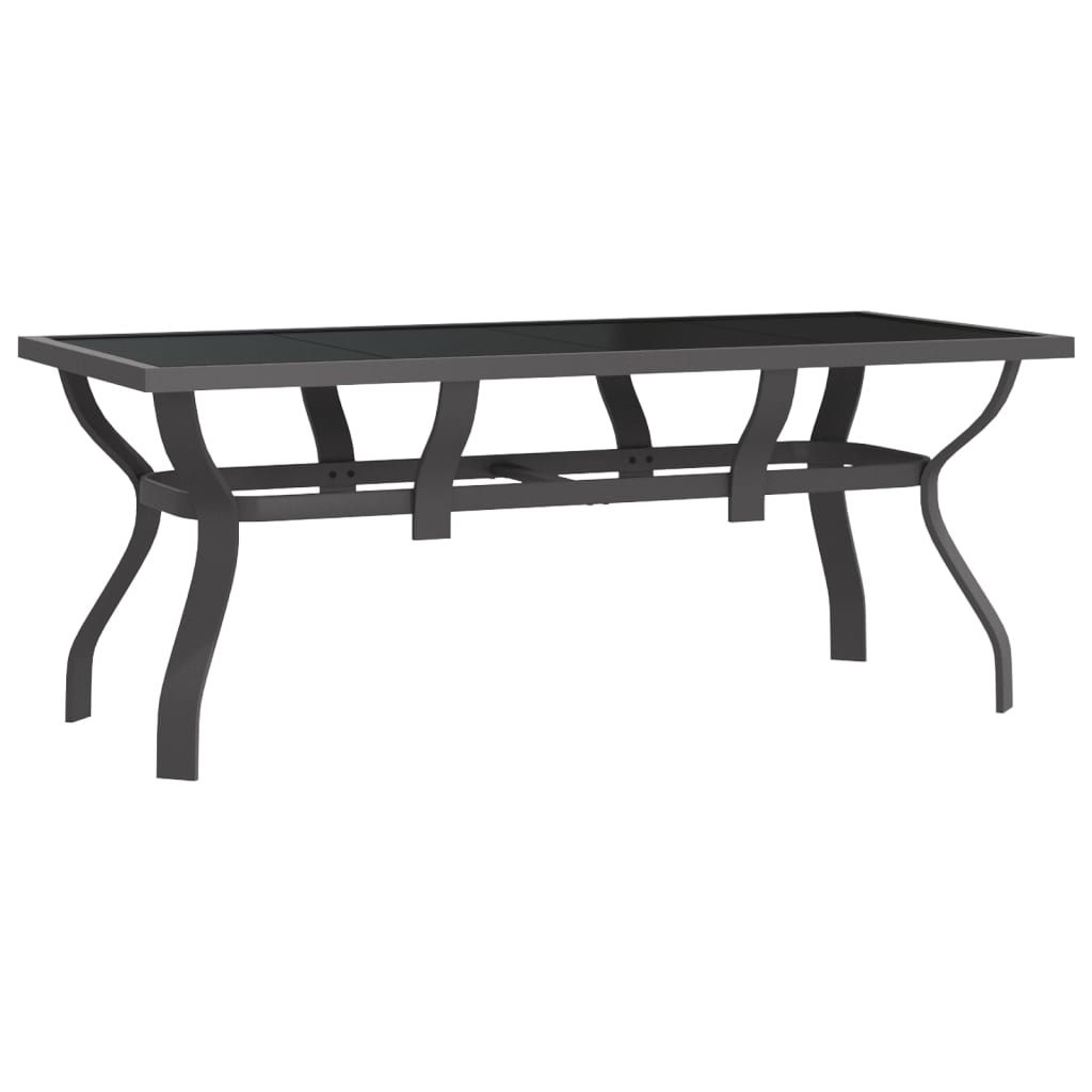 Garden Dining Set | Grey and Black | Powder-coated steel | Large