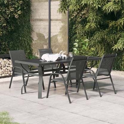Garden Dining Set | Grey and Black | Powder-coated steel | Large