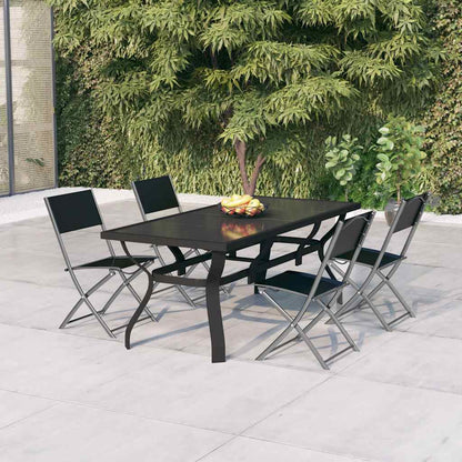 5 Piece Garden Dining Set Grey and Black