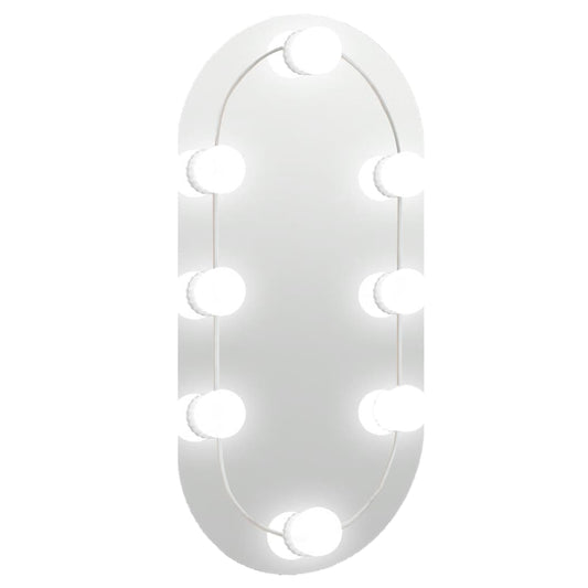 Mirror with LED Lights 40x20 cm Glass Oval