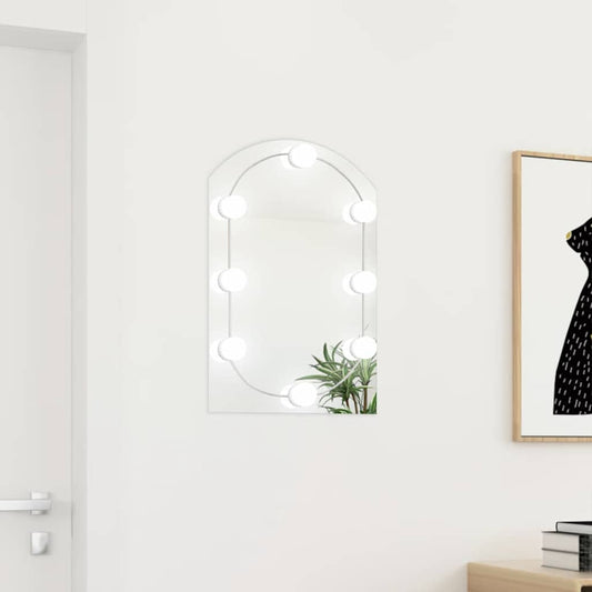 Mirror with LED Lights 60x40 cm Glass Arch