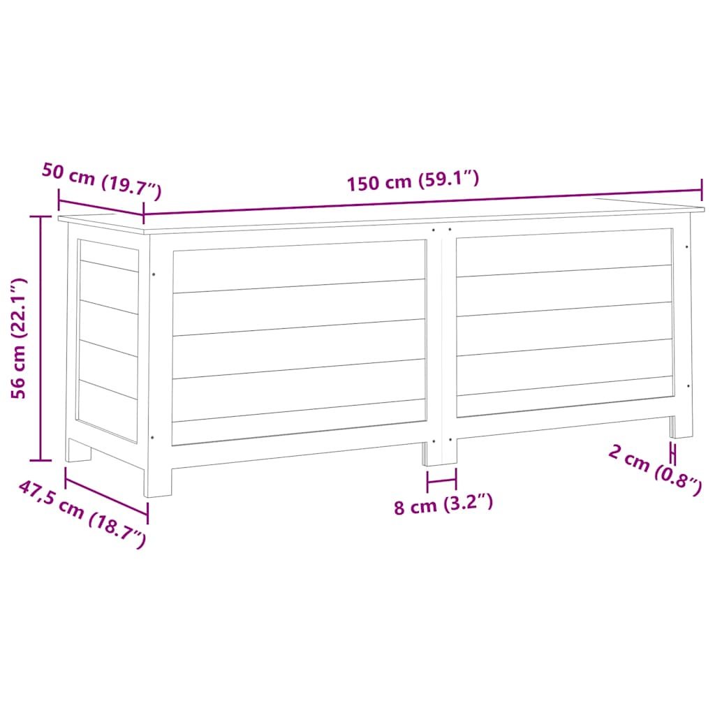 Outdoor Cushion Box Anthracite 150x50x56 cm Solid Wood Fir