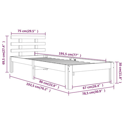 Bed Frame | White | Solid pine wood, Plywood | Small Single | Tough