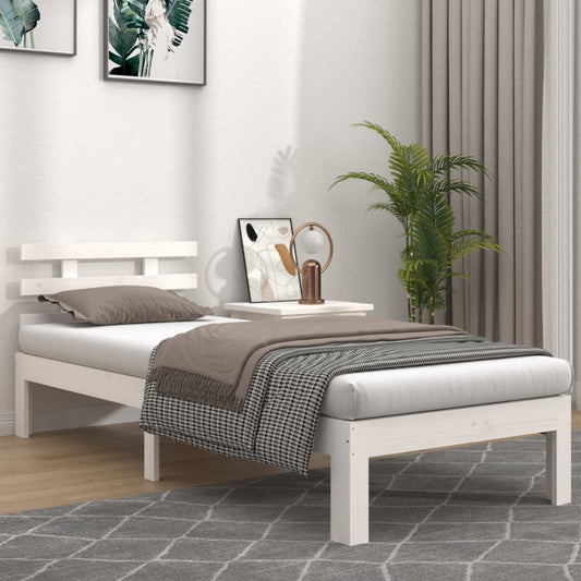 Bed Frame | White | Solid pinewood, Plywood | Single