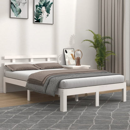 Bed Frame | White | Solid pine wood | 140 x 190 cm | Bed Frame