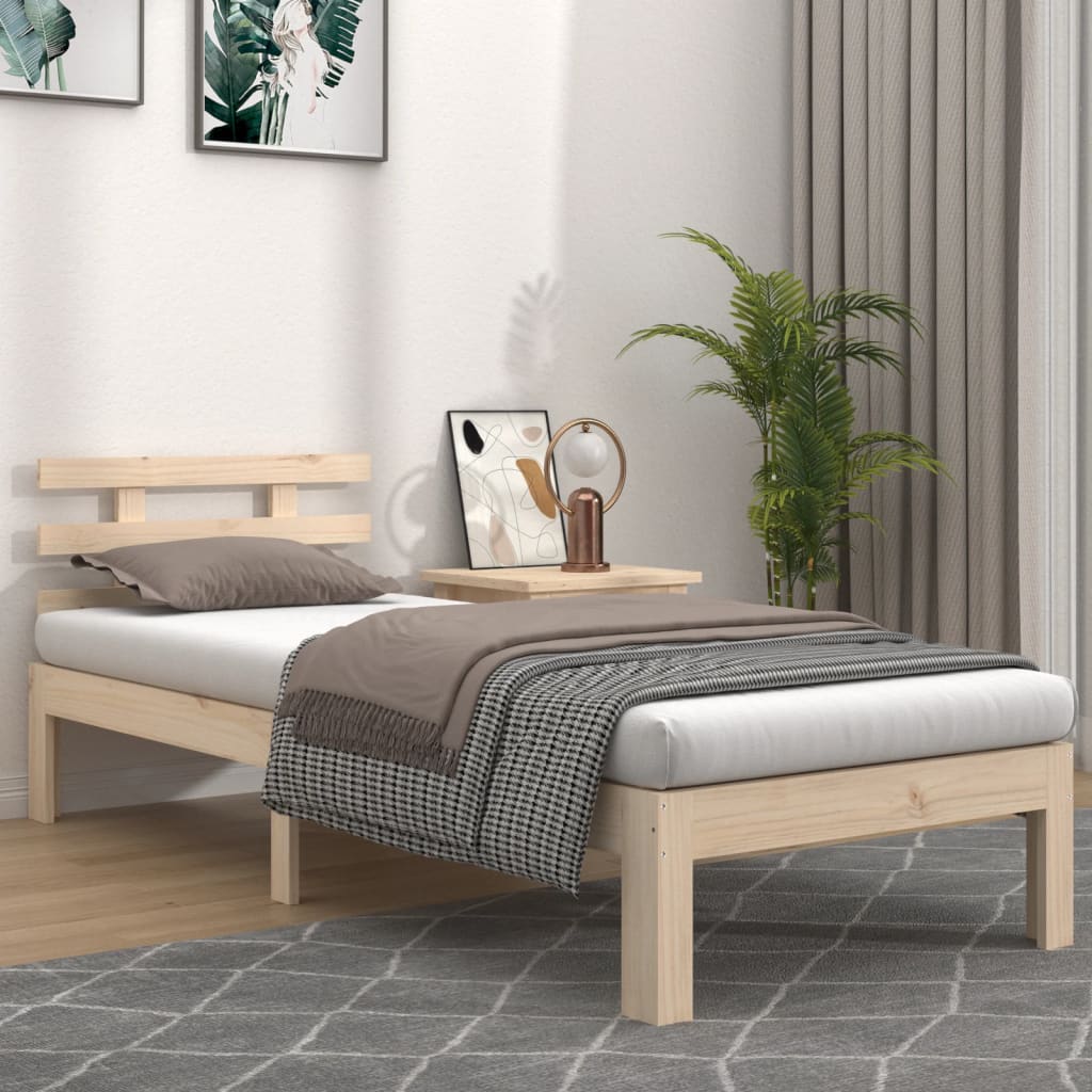Bed Frame | Natural Wood | Solid pine wood | Single | Durable | Bed Frame