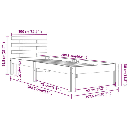 Bed Frame | Honey Brown | Solid Pine Wood | Single | Durable | Bed Frame