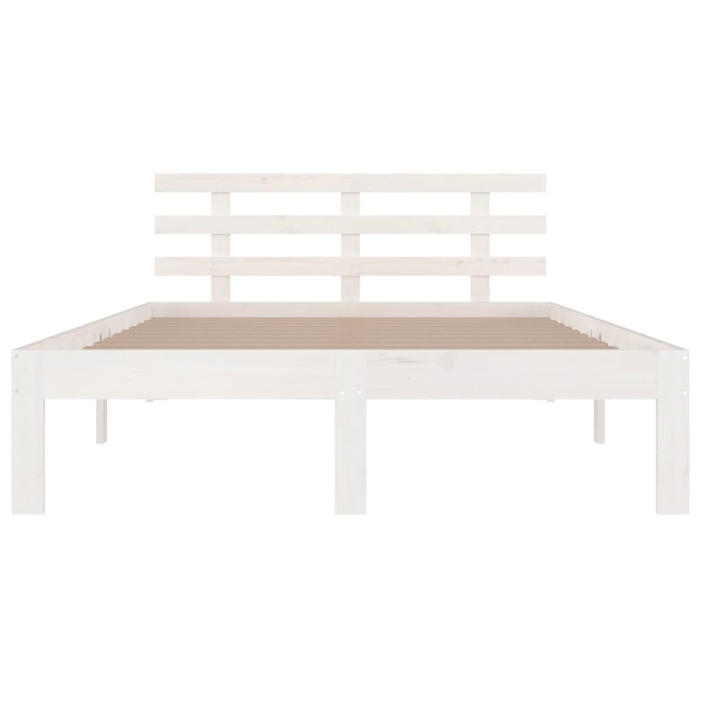 Bed Frame without Mattress White Solid Wood 140x200 cm