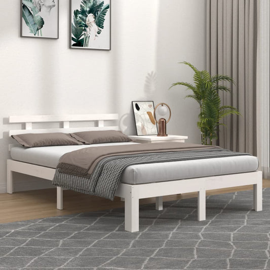 Bed Frame | White | Solid Pine Wood | 140x200 cm | Modern | Bed Frame