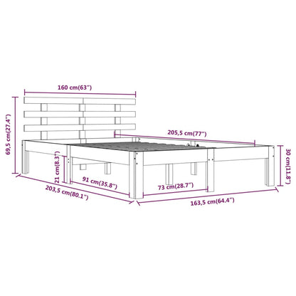 Bed Frame | White | Solid pinewood, Plywood | 160 x 200 cm | Durable