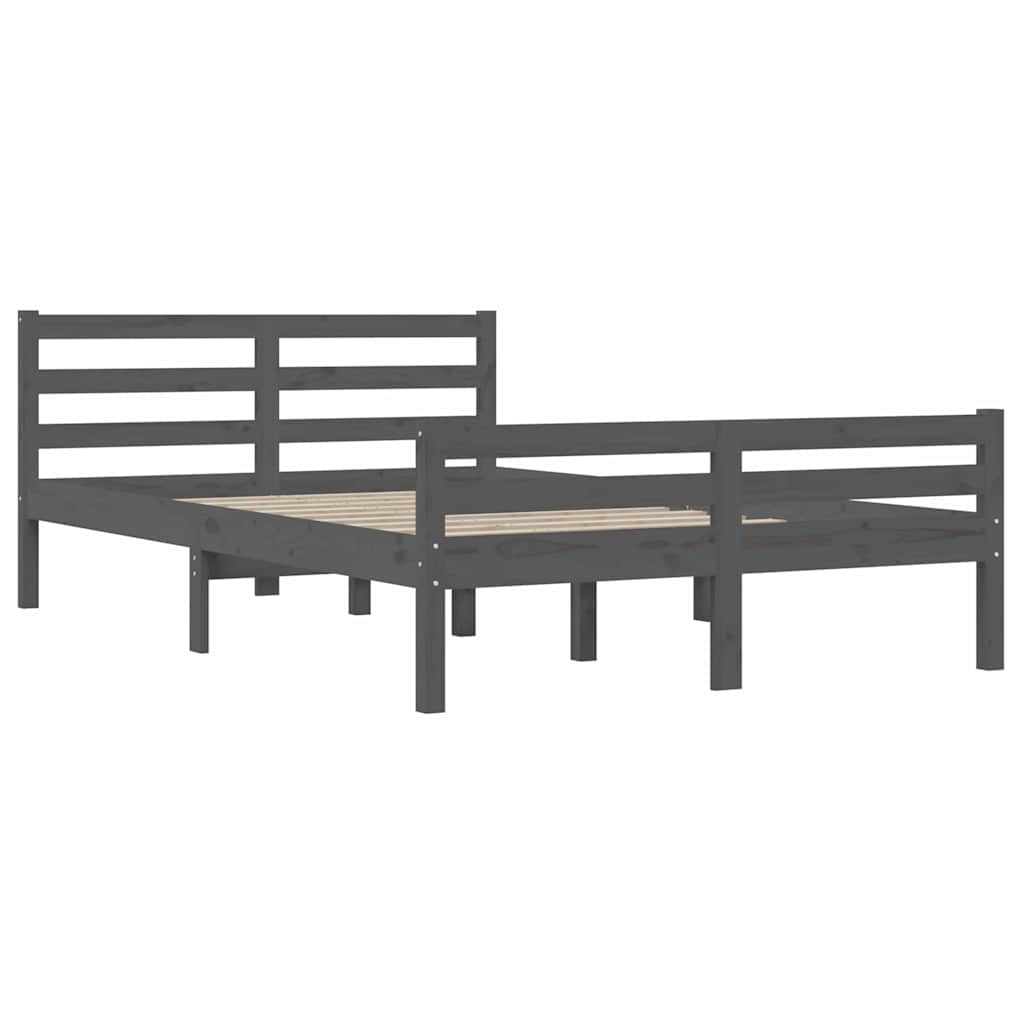 Bed Frame without Mattress Grey Solid Wood 140x190 cm