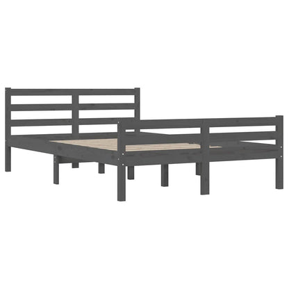 Bed Frame without Mattress Grey Solid Wood 140x190 cm