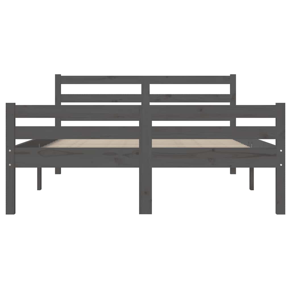 Bed Frame without Mattress Grey Solid Wood 140x190 cm