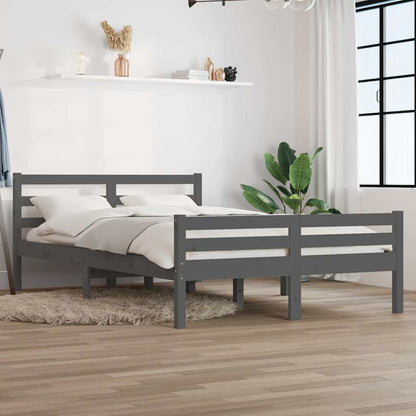 Bed Frame without Mattress Grey Solid Wood 140x190 cm