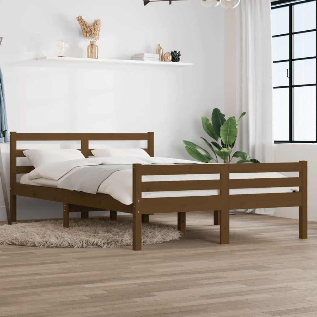 Bed Frame | Honey brown | Solid pinewood | Double |  Durable  | Bed Frame
