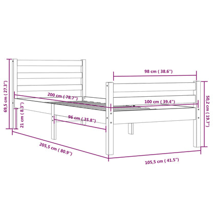 Bed Frame | Natural wood | Solid pine wood (untreated) | Single