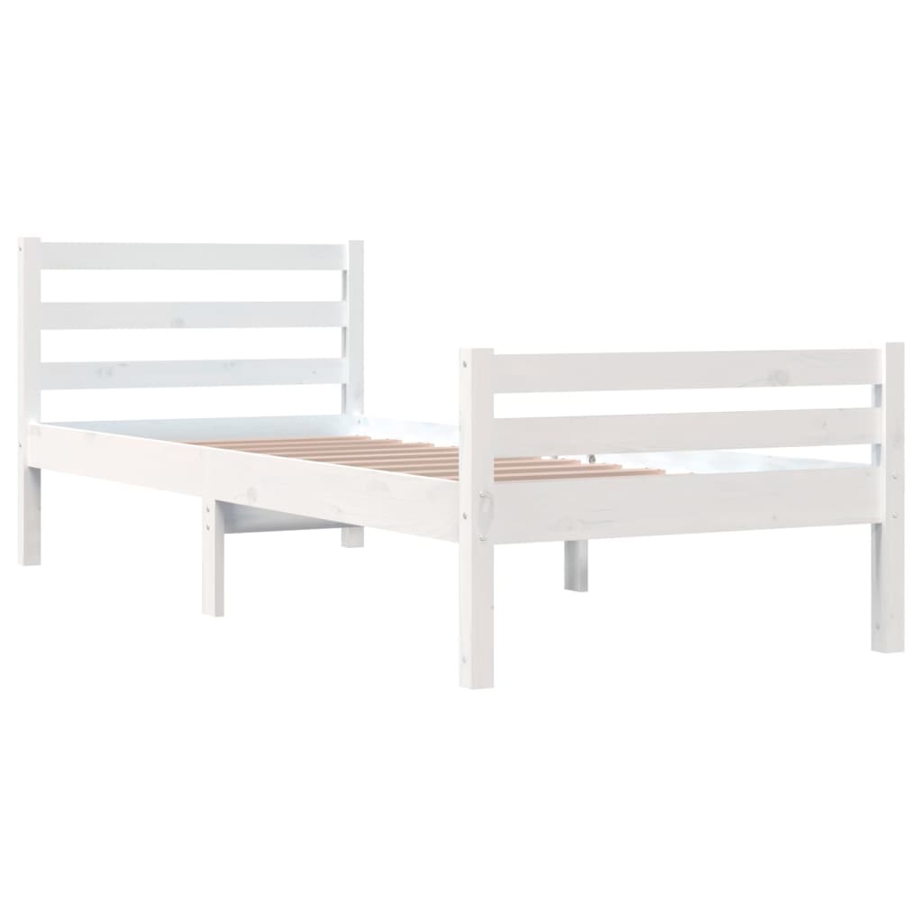 Bed Frame | White | Solid pine wood, Plywood | Single | Durable