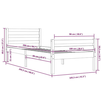 Bed Frame | White | Solid pine wood, Plywood | Single | Durable