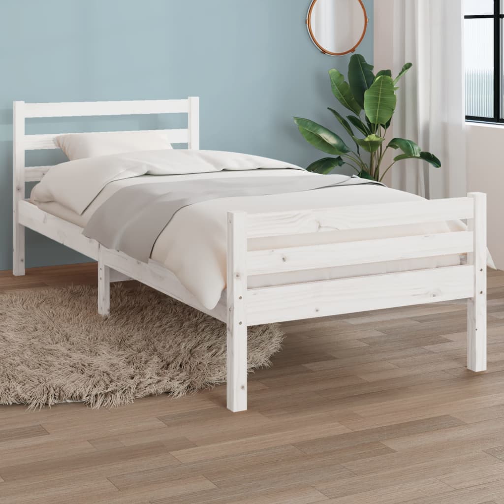 Bed Frame | White | Solid pine wood, Plywood | Single | Durable