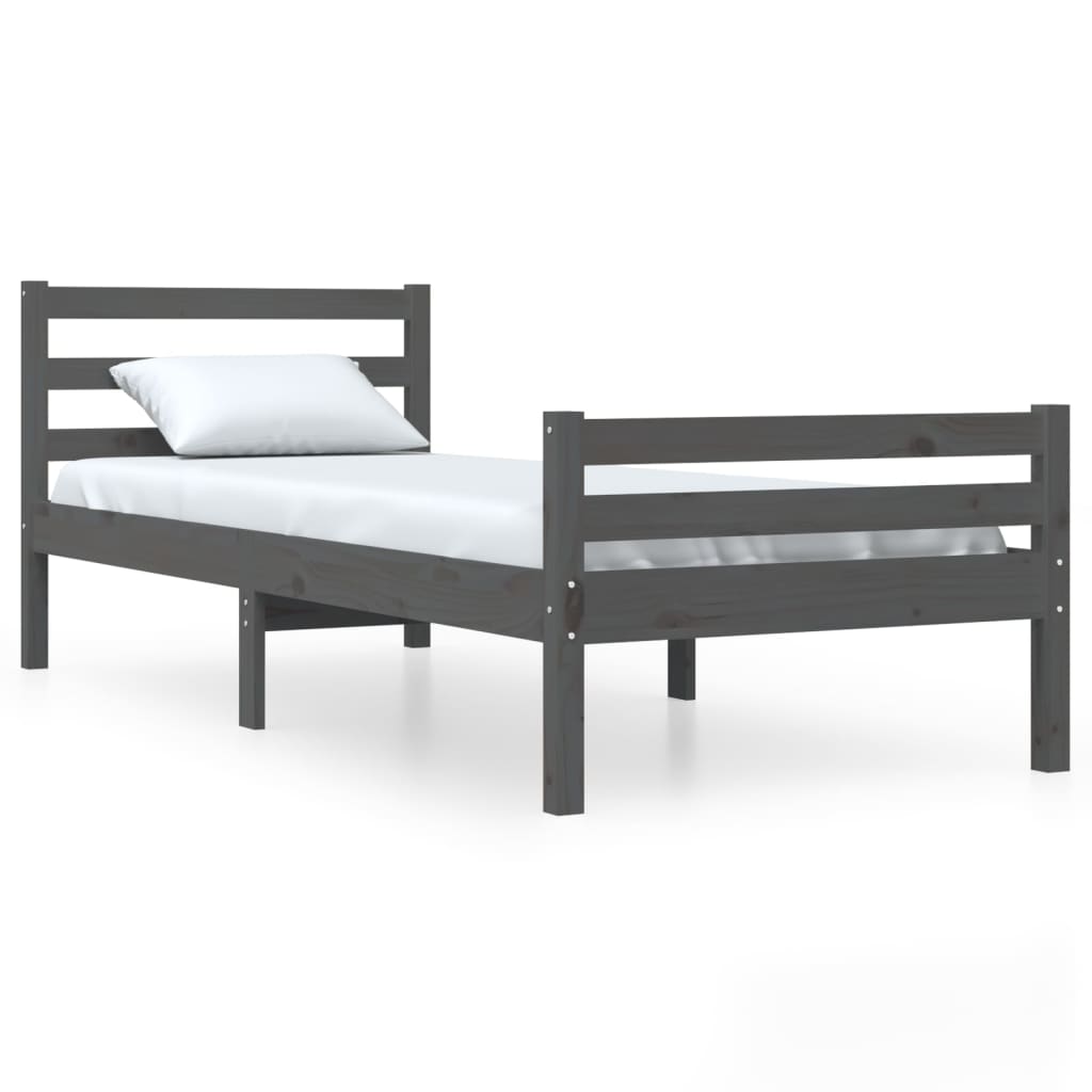 Bed Frame | Grey | Solid pine wood, Plywood slats | Single size | Durable