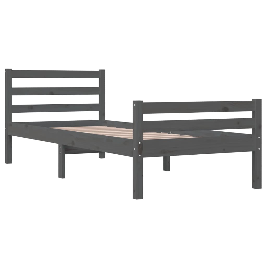 Bed Frame | Grey | Solid pine wood, Plywood slats | Single size | Durable