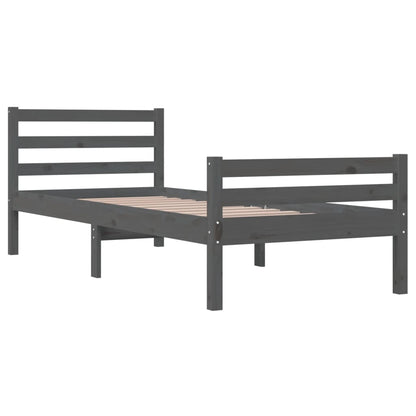 Bed Frame | Grey | Solid pine wood, Plywood slats | Single size | Durable