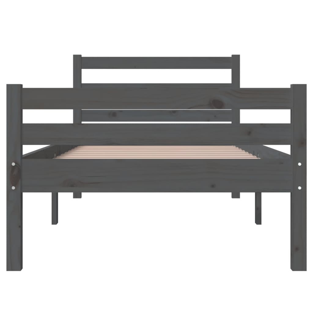 Bed Frame | Grey | Solid pine wood, Plywood slats | Single size | Durable