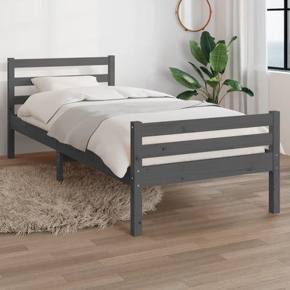 Bed Frame | Grey | Solid pine wood, Plywood slats | Single size | Durable