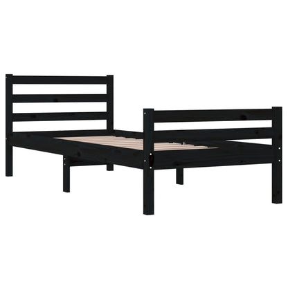 Bed Frame | Black | Solid Pine Wood, Plywood | Single | Durable