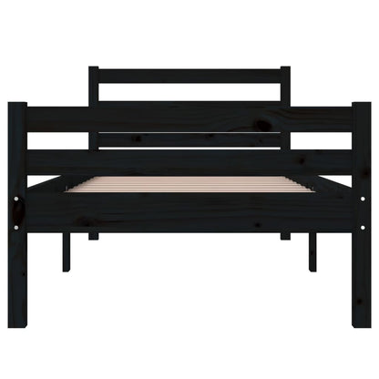 Bed Frame | Black | Solid Pine Wood, Plywood | Single | Durable