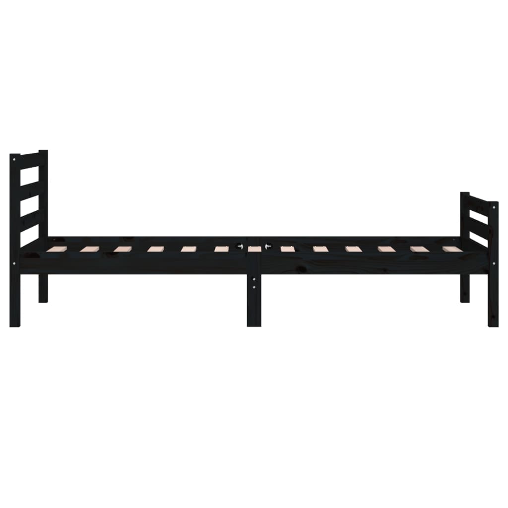 Bed Frame | Black | Solid Pine Wood, Plywood | Single | Durable