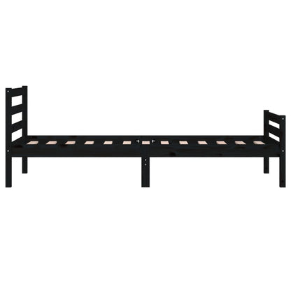 Bed Frame | Black | Solid Pine Wood, Plywood | Single | Durable