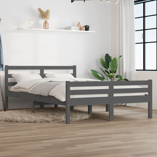Bed Frame | Grey | Solid Pine Wood | 120 x 200 cm | Modern | Bed Frame