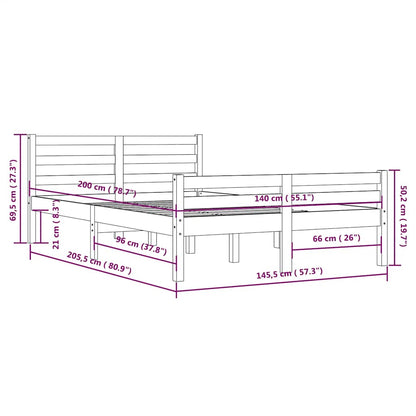 Bed Frame without Mattress Grey Solid Wood 140x200 cm