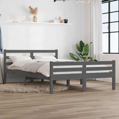 Bed Frame without Mattress Grey Solid Wood 140x200 cm