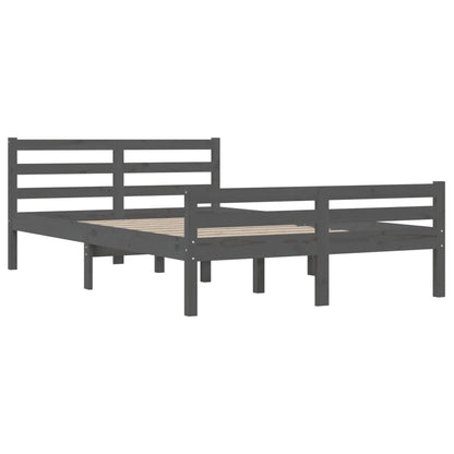 Bed Frame without Mattress Grey Solid Wood 150x200 cm King Size King Size