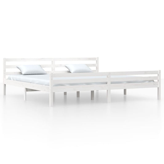 Bed Frame | White | Solid Pine Wood, Plywood | Double | Modern